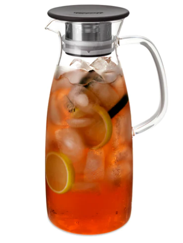 LUNA&MANTHA Glass Pitcher, 2 Liter 68oz Water Pitcher with Lid and Spout, Large Ice Tea Jug for Fridge, Thick Drink Jug with Handle for Juice, Coffee, Borosilicate Glass Carafe Hot/Cold Beverage