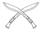 Crossed kukri knives